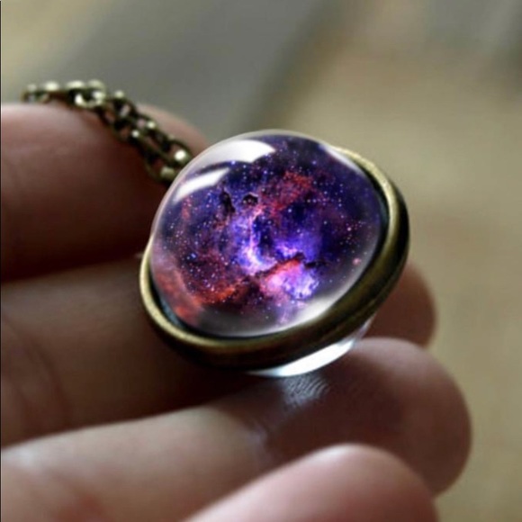 DOUBLE SIDED GALAXY GLASS PENDANT JEWELRY - Picture 3 of 14